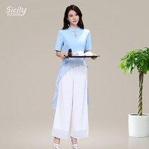 피부관리사유니폼 새로운 페디큐어 숍 건강 홀 발 목욕 정장 기질 발 목욕 기술자 바지 여성 하이 엔드 바지 미용사 의류 네일샵유니폼