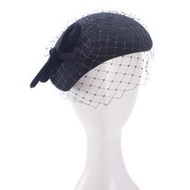 Teardrop Luxe 검은 벳 Beret Womens 빈티지 모양 양모 매혹적인 매듭 그물 베일 Tam Casque 칵테일 모자 T497