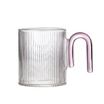 고급막걸리다채로운 핸들 리플 커피 컵 내열성 유리 머그잔 우유 차 사무실 Drinkware 생일 선물, 03 Clear