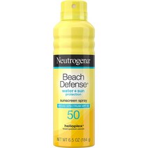 Neutrogena 비치 디펜스 선크림 스프레이 SPF 50 속건성 방수 자외선 차단 옥시벤존 프 184g 1개, 4개