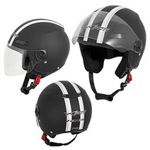 A-Pro 오토바이 헬멧 오토바이 스쿠터 오픈 제트 헬멧 바이저 ECE 22 05 매트 블랙 XL, 59-60cm(L), 은
