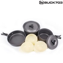 BUCK703 [BUCK703] 캠핑용 경질 코펠 (3-4인용)/11종/755g 경량/코펠/캠핑식기/주머, (11p)
