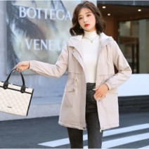 여성 기모 루즈핏 롱 트렌치 코트 빅사이즈 아우터 자켓+1PCS 브랜드 맞춤 양말