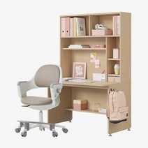 한샘 티오 그로우 일반책상세트 5단 120x75cm+링고S 고정중심봉DIY(발받침), 책상_화이트+파우더핑크/의자_핑크(M)