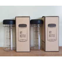 마이보틀 용량표시 눈금표시 보틀 트라이탄 2P 350ml 500ml, 350ml+500ml 세트, 검정
