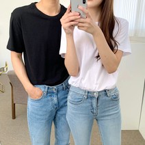 엘르학생복 [ELLE]남녀공용 기본 반팔 무지 티셔츠 100%순면 반팔티 (2color)