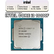 인텔 코어 i3-10100F i3 10100F 3.6 GHz 4 8 스레드 CPU 프로세서 L2 1M L3 6m 65W LGA 1200 하지만 팬 없음