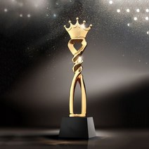 미니트로피 메달 기념패 무료 조각 빛 고귀한 블랙 크리스탈베이스 골든 크라운 트로피 어워드 Comapny 파티 기념품 선물, 금