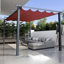 옥상파고라 파라고 어닝 공원 야외 퍼걸러 대형 캐노피, 와인레드 방수포 포함 3x3m