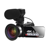4k캠코더 미니캠코더 캠코더대여 소형 레트로 캠코더 디지털 비디오 카메라 4K 필 라이트 블로깅 키트 와이파이 16 배 줌 사진으로 유튜브 스트리밍 용, [04] With Lens MIC, [01] No SD Card