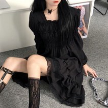 497019 여성 데일리 원피스 봄 여름 헵번 스타일 긴팔 드레스 가을 착용 스커트 30대 통통한 여자
