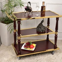 원목 럭셔리 서빙카 식당 웨건 호텔 카트 철제 업소용, 실버