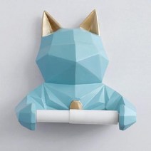 욕실화장지걸이 벽걸이 펀칭 롤 휴지 곰돌이 북유럽 감성 소품 휴지걸이 화장실 무타공 거치대 두루마리 방수, F. 불독-스카이블루