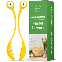 OTOTO Pasta Monsters and Salad Servers - BPA-Free Fun Kitchen Gadgets - 100% Food Safe Salad Spoon a, 1