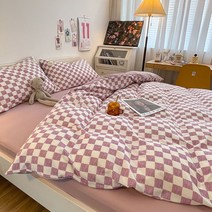 록신 고밀도 워싱 순면 이불커버 부드러운 이불커버 사계절 이불커버+매트리스커버+베개커버 세트