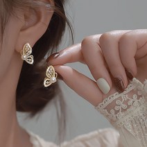 영블리 YJE599 [은침] 화려한 우아한 블링블링 한쌍 진주 나비 귀걸이 골드 925은침
