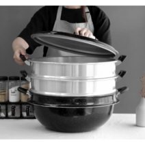 킹크랩찜기 대형찜솥 랍스타 대게 만두 큰냄비 찜통 업소용 3단, 다용도 3단 찜기 40cm, 1개