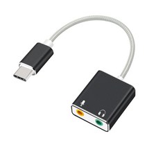 외장사운드카드 USB C 타입-C 외부 사운드 카드 어댑터 오디오 잭 3.5mm 이어폰 마이크 노트북 맥북 프로, [01] BLACK