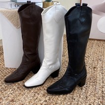 6cm 통굽 스판 하이웨스턴 롱부츠