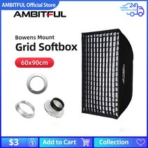 AMBITFUL-24 인치 x 35 60x90cm 허니콤 그리드 소프트박스 보웬스 프로포토 엘린크롬 마운트 포함 스튜디오, 02 for Profoto Mount