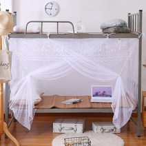 촘촘한 패밀리 커튼식 가정용 침대 방충망 원터치 도어 리빙 암막 사각 캠핑용, 화이트 매화[초밀가두꺼움]레이스 방진탑, 1.5m(5) 침대