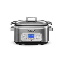DeLonghi Livenza 멀티 쿠커 스테인리스 스틸 - 5 7L(6쿼트) 크록 팟 슬로우 쿠커 24시간 프로그래밍 가능 및 7가지 모드 논스틱 식기 세척기 사용 냄비 스팀 랙