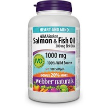 웨버네츄럴 와일드 연어 피쉬 오일 1000 mg EPA DHA 180소프트젤 Webber Naturals Wild Salmon Fish Oil