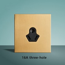토글스위치 SANDIY 벽 스위치 스테인레스 스틸 패널 토글 220V 빈티지 조명 1-4 갱 2 웨이 골든 86*86mm, 17 16A three-hole