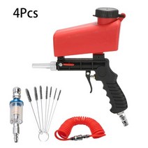 샌드 블라스터 녹제거기 조정 가능한 블라스팅 건 공압 블라스팅 건 세트 90psi 휴대용 블래스터 블라스팅 머신 중력 ​​소형 핸드 헬드, 4pcs 세트 레드