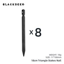 BLACKDEER 8pcs 야외 캠핑 네일 페그 텐트 알루미늄 합금 하이킹 후크 네일 텐트 스테이크 가이 라인 윈드 로프 버클 액세서리, 블랙 V자형8개, 블랙 V자형(8개)