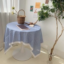 식탁보 테이블보 코스트코 플리마켓 이케아 브라이덜샤워 칠순 우산천 체커보드천 평판 손뜨개 아일랜드 방수 캠핑 미니 행사용 레이스 자수 식탁러너 엔틱 테이블크로스 2인용 원형테이블커, 푸른, 90x150