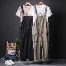 남자 빅사이즈 빈티지 오버롤 코튼 오버핏 서스펜더 멜빵바지 점프수트