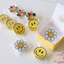 [플로꽁] 스마일 데이지꽃 차량용 석고방향제 5ml 리필향 포함, 옐로우데이지꽃, 그린티
