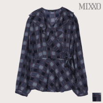 미쏘 미쏘 체크 프릴 랩블라우스_MIWBL9915A