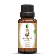 SVA Organics Nutmeg 에센셜 오일 1.3 g 유기농 프리미엄 테라피 등급 100 순수 천연 희석되지 않은 USDA 인증 오일 피부 아로마테라피 및 헤어 케어용, 육두구_0.33 Fl Oz(1팩)