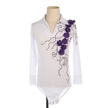 성인 취미 남자 피겨 스케이팅 성능 의류 공모전 아이스 스케이트 레오타드 patinaje gymnastics flower, CHINA, customized size, white