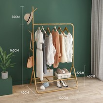 행거 설치 부품 스탠드옷걸이 키다리행거 알고트 101021 간단한 현대 단철 그물 빨간 코트 랙 바닥 옷 침실 가정용 보관 옷걸이, 04100CM 긴 황금 추가 레이어