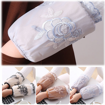 꽃포인트 소매보호 신축 레이스 밴딩토시 1쌍 슬리브 작업실 카페 여자 짧은팔토시