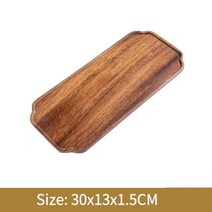 보이차 나무 쟁반 티 차반 다도도구 대나무차판 일본 식기 단단한 나무 저녁 식사 접시, 04 R 30x13cm