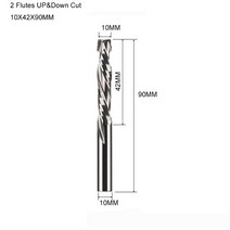 컷쏘 컷소 디월트컷쏘 1pcs 3.17545681012mm 두 개의 플루트 위아래로 압축 목재 용 나선형 카바이드 밀 커터 pvc 엔드 밀 커터 비트, 10x42x90mm, 10개