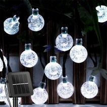 태양열 스트링 조명 야외 60 led 크리스탈 글로브 조명 8 모드 방수 태양열 전원 파티오 조명 정원 파티 장식, 하얀, 12m 100LED