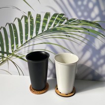 국산 도자기 물컵 텀블러 370ml, 화이트, 1개