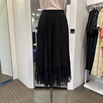 올리비아로렌 SH02 레이스 배색 스커트 블랙 여름 VOCDKXM3141