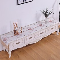 SKANDSALO 식탁보 레이스 패브릭아트 직사각형 거실 화장대 신발장 긴테이블 커버먼지방지 덮개천, T12-자스민 커피, C01-40*180CM(적합 장롱 110-140CM)