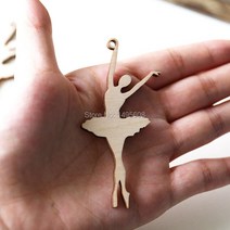 공예용 나무 발레리나 - 레이저 커팅, 4cm, 100개, 1개