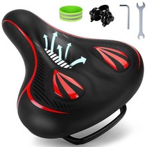 Micnaron 자전거 시트 쿠션 남성 및 여성용 편안한 장착 액세서리가 있는 넓은 안장 문구류 운동 실내 산 로드 바이크에 펠로톤 핏과 호환 레드, Red