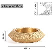 1 개 보어 20mm 직경 3 인치/75mm 건식 진공 브레이징 다이아몬드 그라인딩 휠 데미 불노즈 에, V-type 20mm