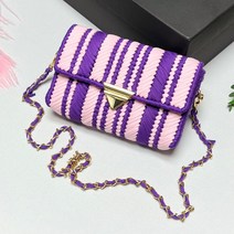 도두리 diy가방만들기 코바늘 네트공예 하마나카망 네트망 망뜨개 집콕 취미 키트 패키지 스트라이프패턴, 스트라이프 P새콤달콤보라, 1개