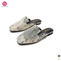 시크힐즈 크리스탈 글리터 큐빅 뮬 슬리퍼 01492