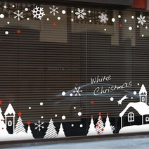 뭉키데코 크리스마스 창문 윈도우 스티커 눈꽃스티커 시트지_S1_화이트 크리스마스 02